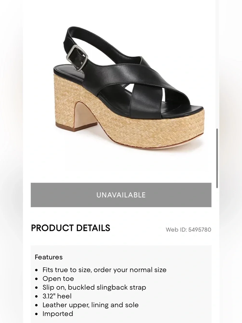 Vince Black Leather Crisscross Platform Slingback Sandal